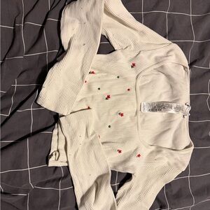 Zara Off-White Ribbed Top